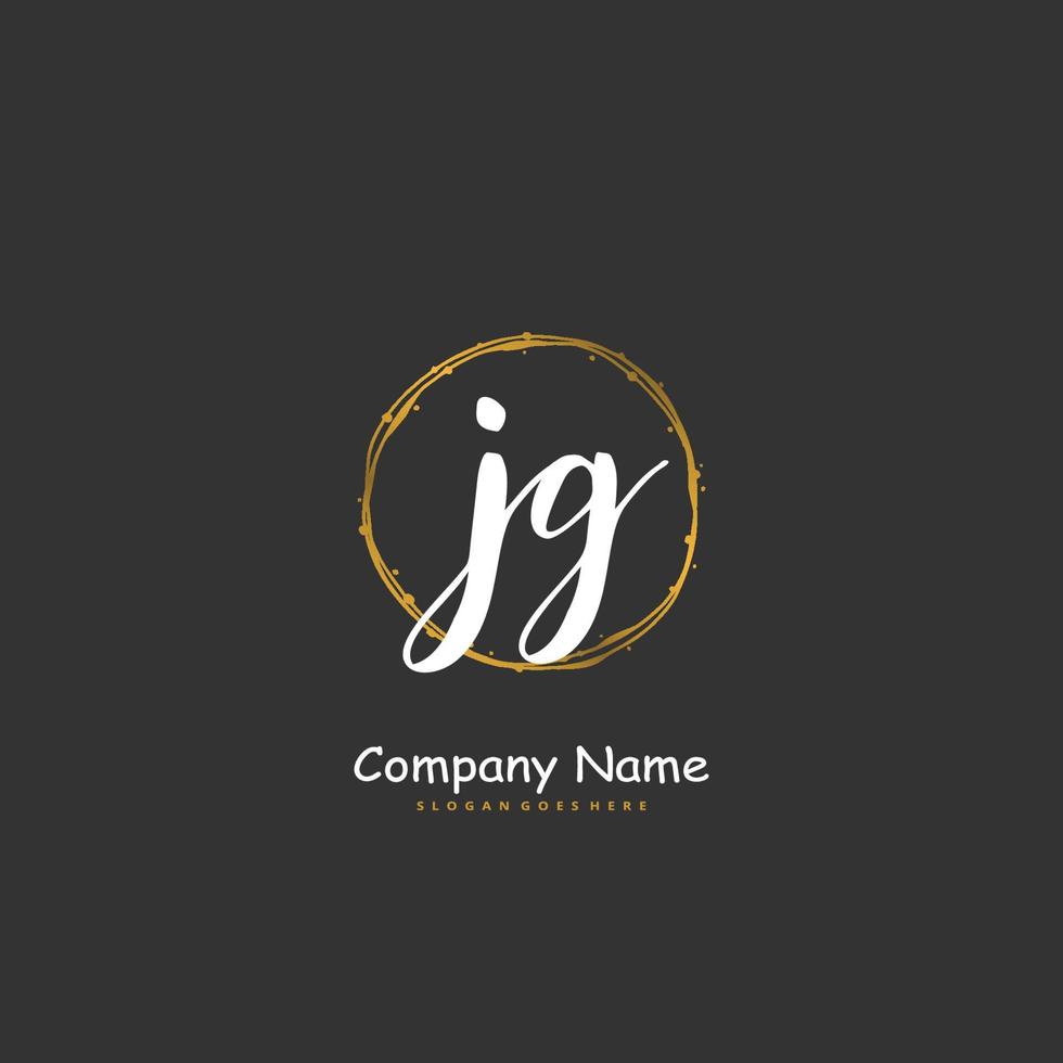 JG Initial handwriting and signature logo design with circle. Beautiful design handwritten logo for fashion, team, wedding, luxury logo. vector