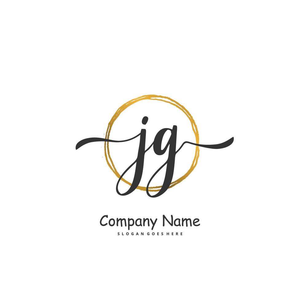 JG Initial handwriting and signature logo design with circle. Beautiful design handwritten logo for fashion, team, wedding, luxury logo. vector