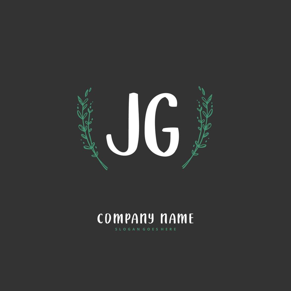 JG Initial handwriting and signature logo design with circle. Beautiful design handwritten logo for fashion, team, wedding, luxury logo. vector