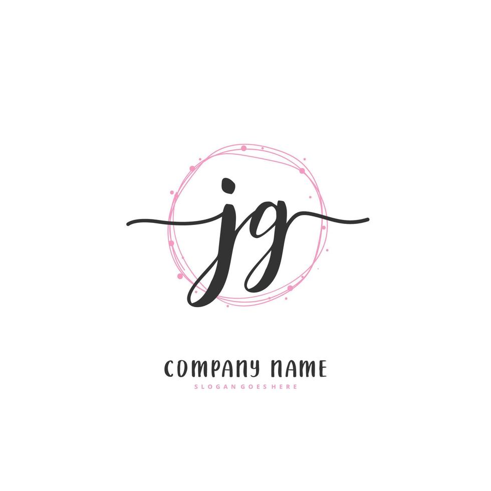 JG Initial handwriting and signature logo design with circle. Beautiful design handwritten logo for fashion, team, wedding, luxury logo. vector