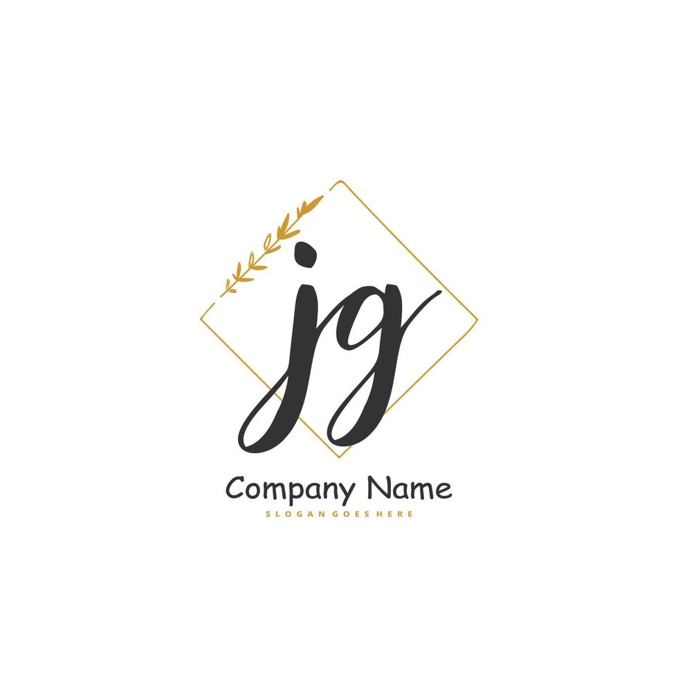 JG Initial handwriting and signature logo design with circle. Beautiful design handwritten logo for fashion, team, wedding, luxury logo. vector