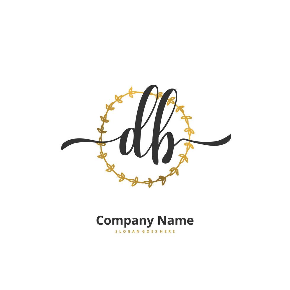 DB Initial handwriting and signature logo design with circle. Beautiful design handwritten logo for fashion, team, wedding, luxury logo. vector