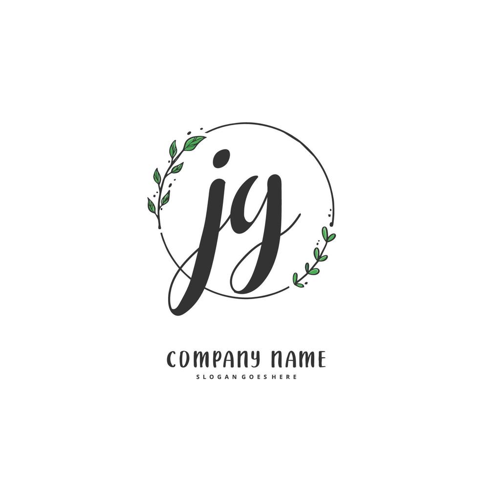JG Initial handwriting and signature logo design with circle. Beautiful design handwritten logo for fashion, team, wedding, luxury logo. vector