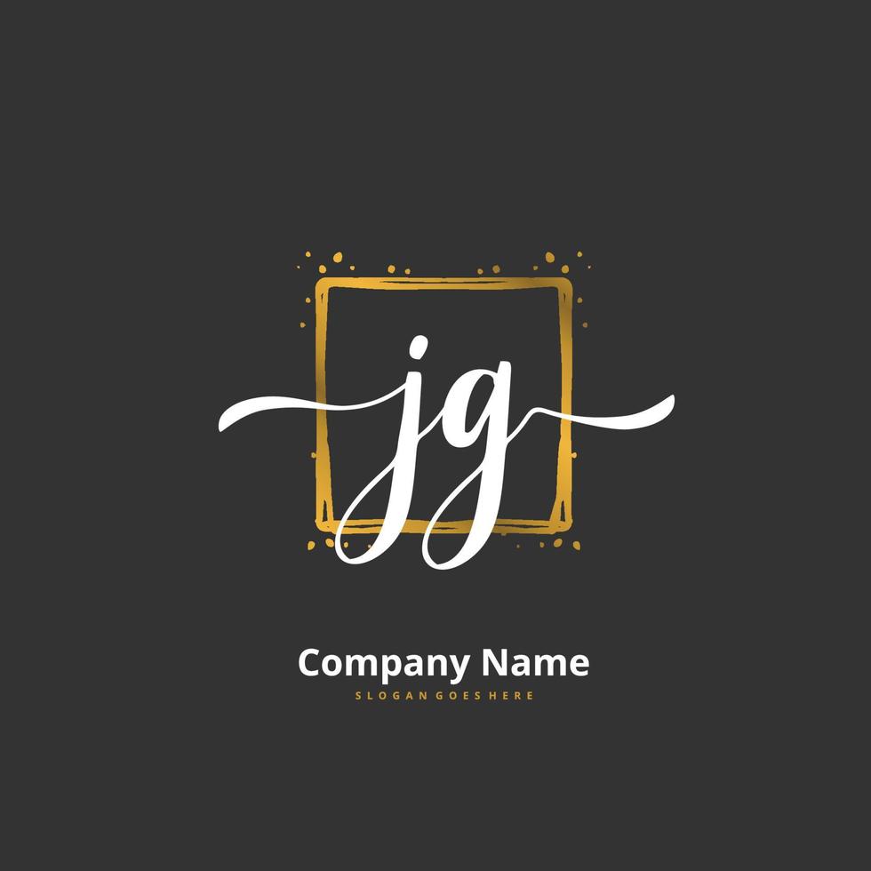 JG Initial handwriting and signature logo design with circle. Beautiful design handwritten logo for fashion, team, wedding, luxury logo. vector