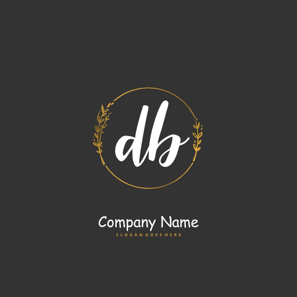 DB Initial handwriting and signature logo design with circle. Beautiful design handwritten logo for fashion, team, wedding, luxury logo. vector