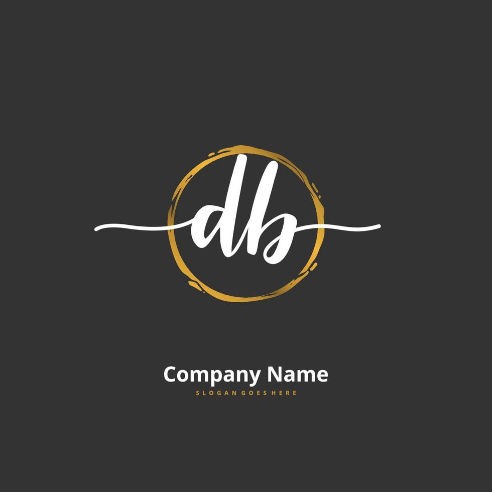 DB Initial handwriting and signature logo design with circle. Beautiful design handwritten logo for fashion, team, wedding, luxury logo. vector