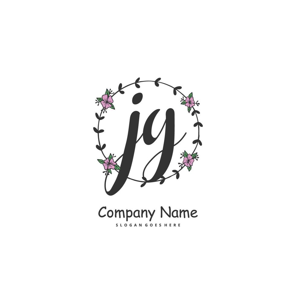 JG Initial handwriting and signature logo design with circle. Beautiful design handwritten logo for fashion, team, wedding, luxury logo. vector