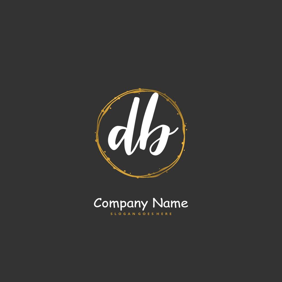 DB Initial handwriting and signature logo design with circle. Beautiful design handwritten logo for fashion, team, wedding, luxury logo. vector