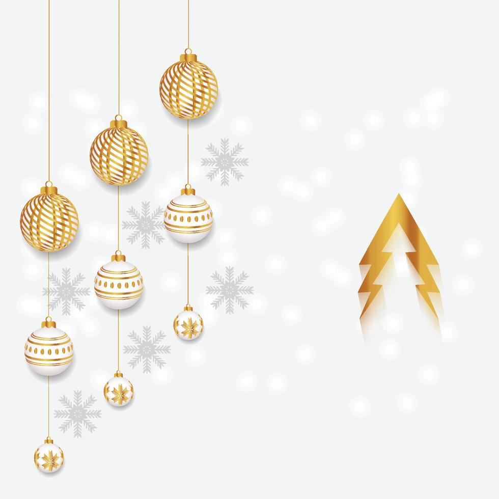 Gold Christmas and New Year Typographical on white background with winter landscape Horizontal new year background, headers, posters, cards, website.Vector illustration vector