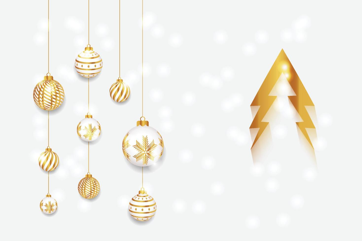 Gold Christmas and New Year Typographical on white background with winter landscape Horizontal new year background, headers, posters, cards, website.Vector illustration vector