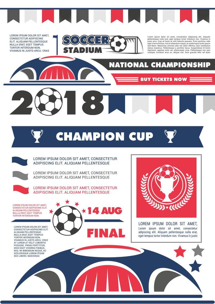 Football championship match poster of soccer final cup. Football