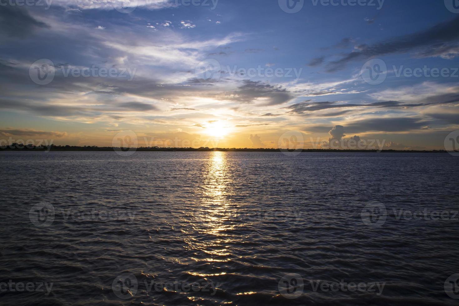 Beautiful Landscape View of Beach Dramatic Colorful Sunset photo