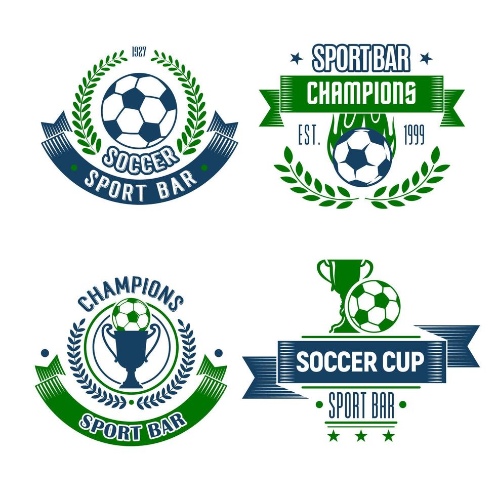 balón de fútbol y icono de trofeo para el bar deportivo de fútbol vector