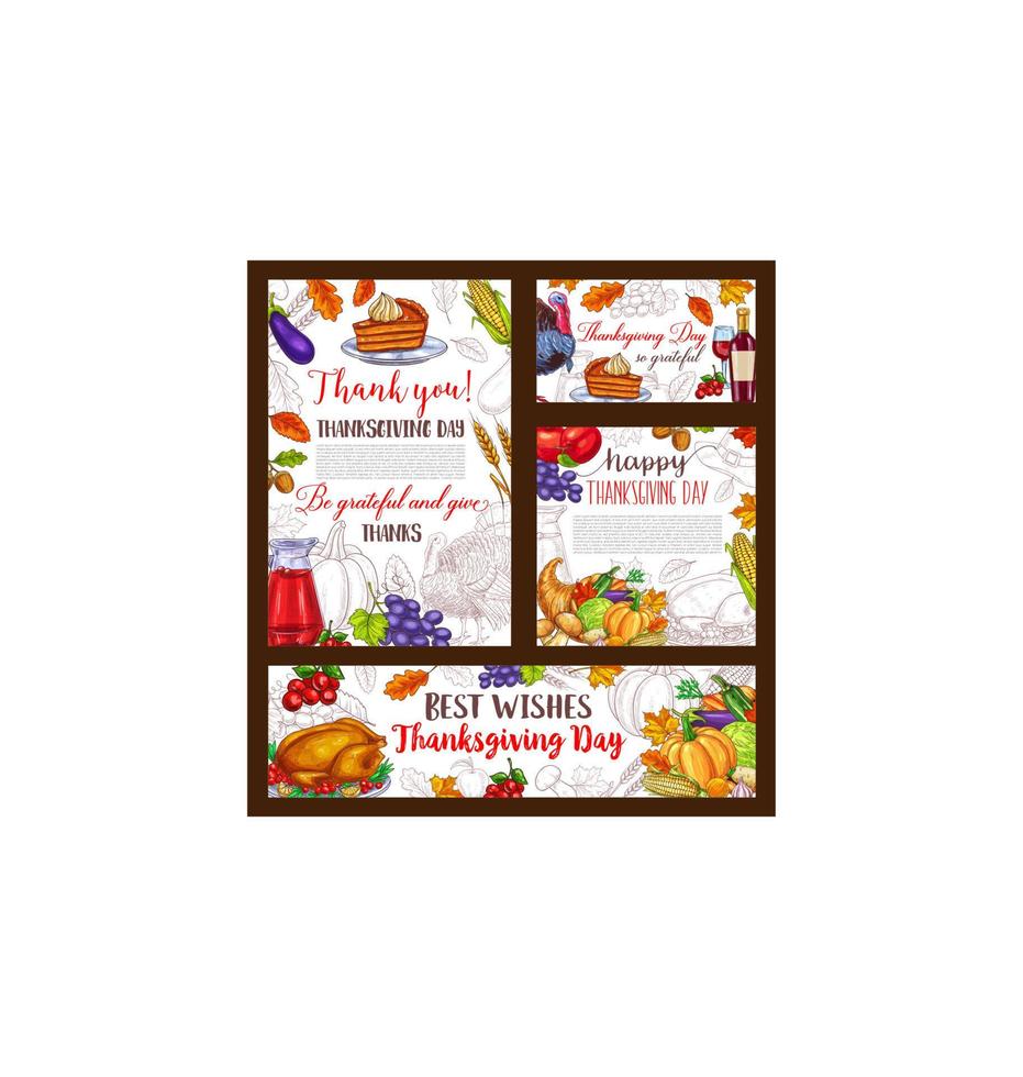 Thanksgiving day sketch vector banner or posters
