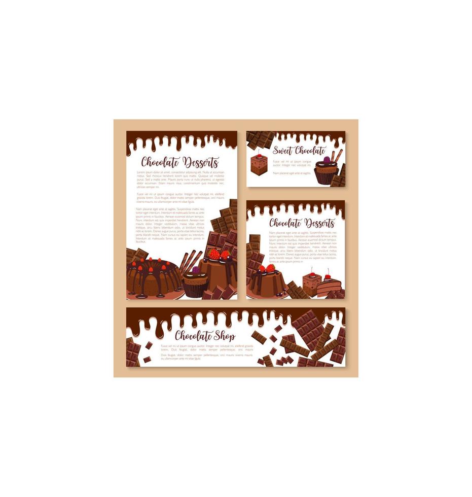 Vector chocolate desserts and pastry templates