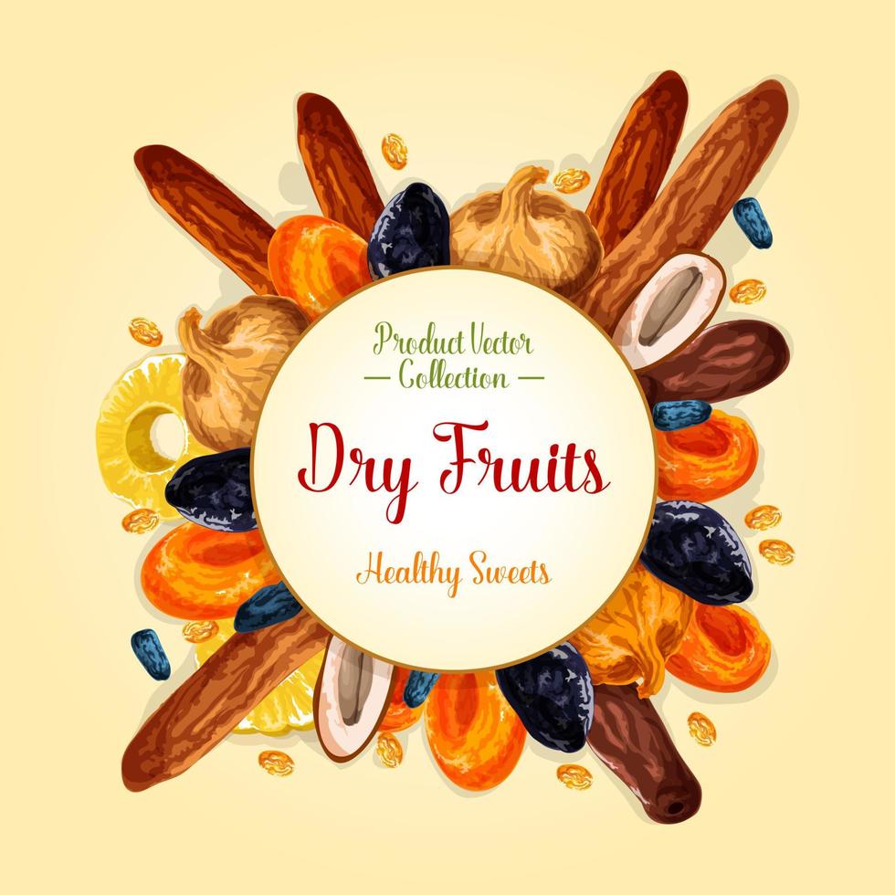 Dried fruits for healthy snack food design vector