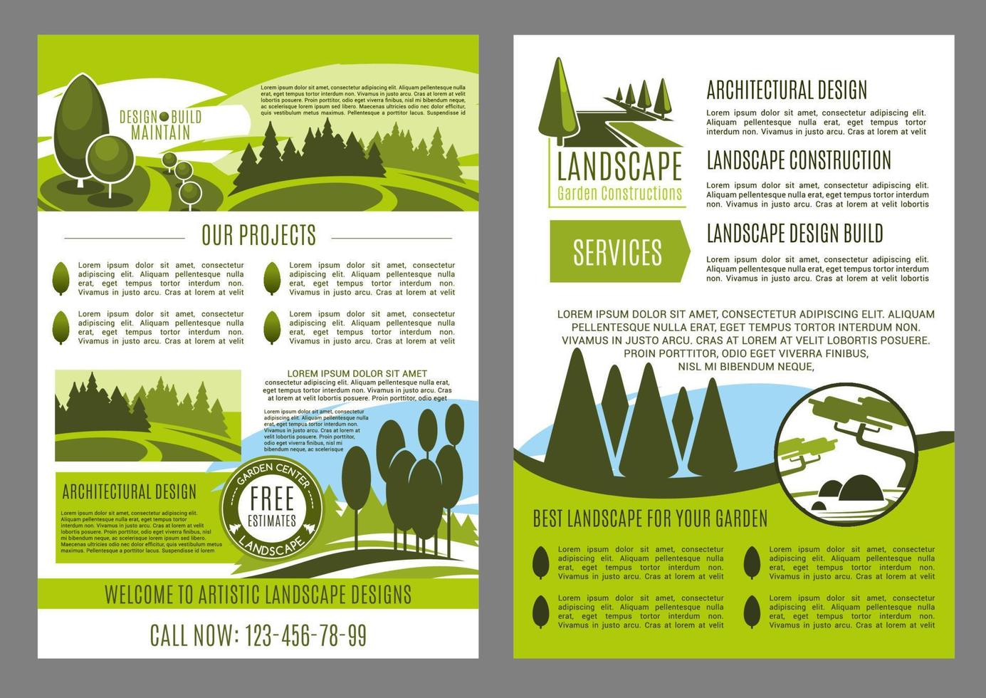 plantilla de folleto comercial de diseño de paisaje vector