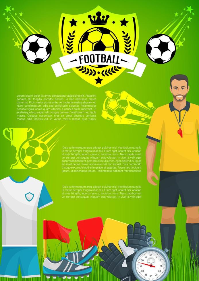 Football sport game banner with soccer club badge vector
