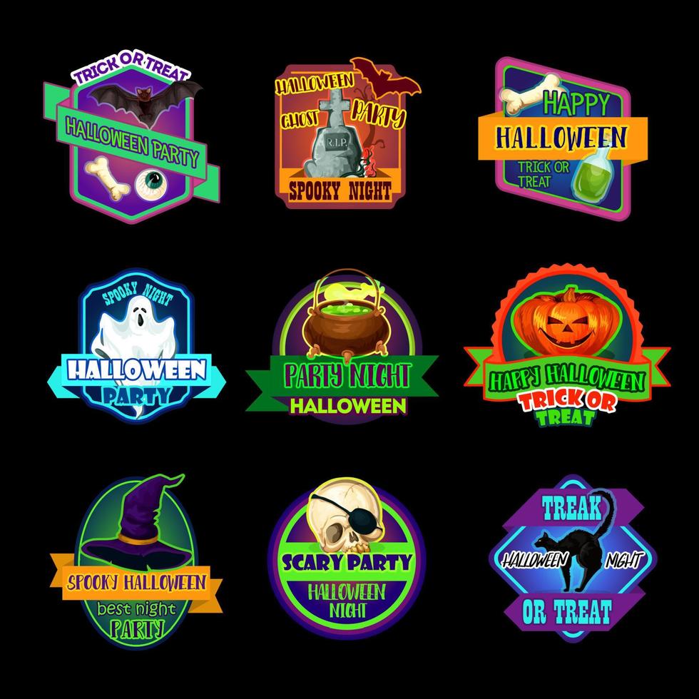 Halloween holiday icon and horror party label vector