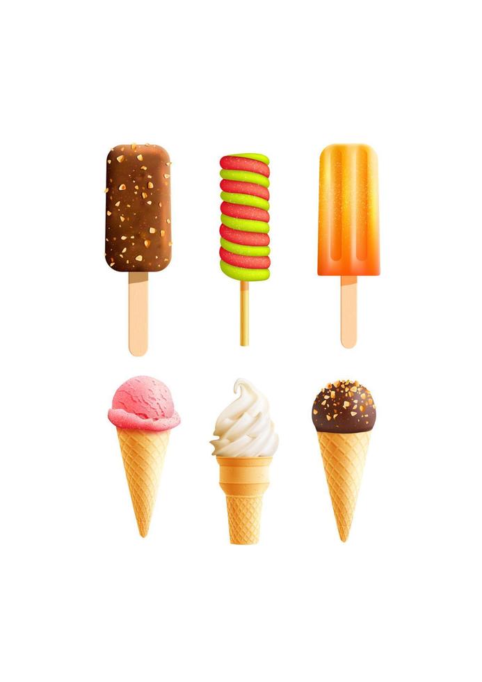 Vector 3D ice cream vector icons set