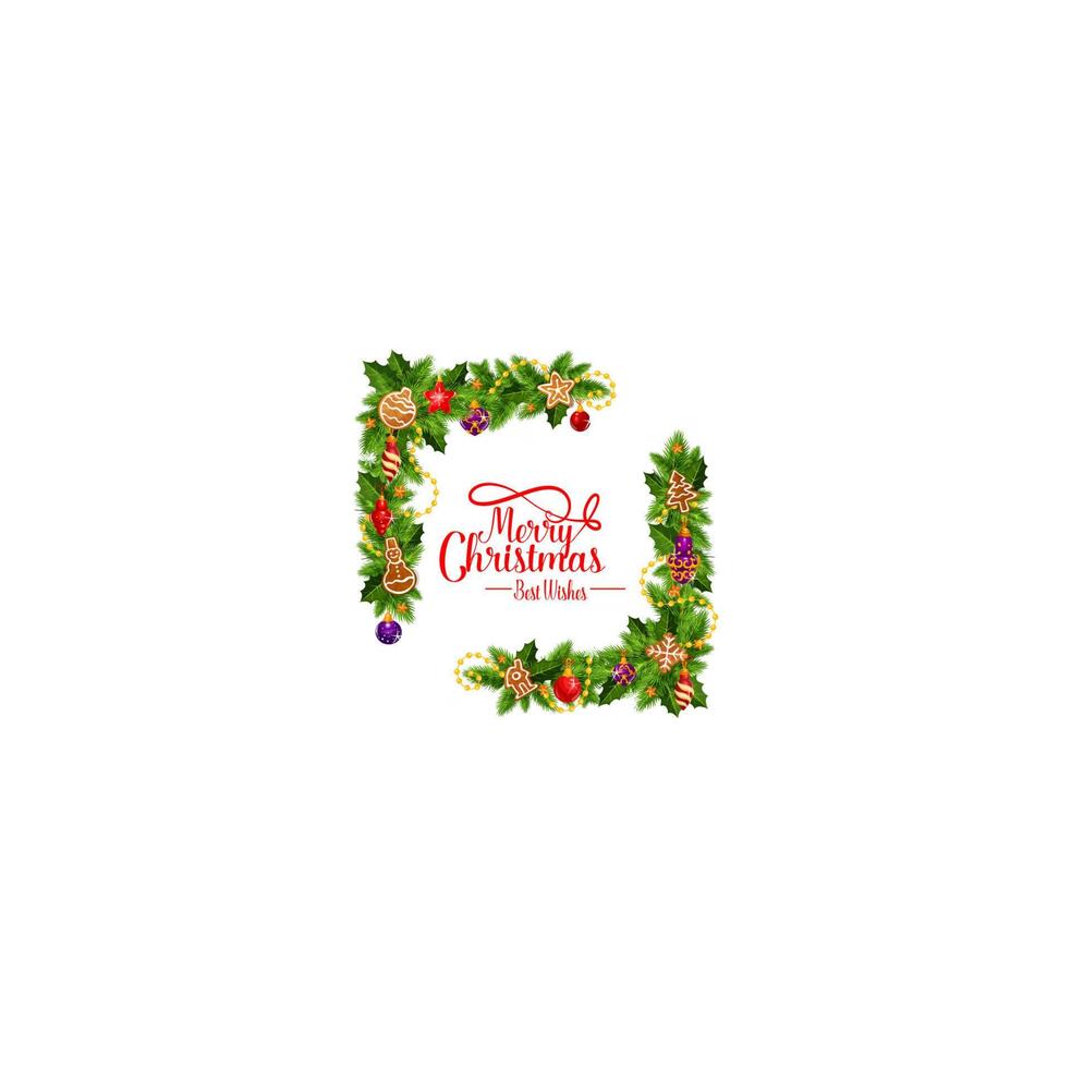 Merry Christmas vector frame wreath