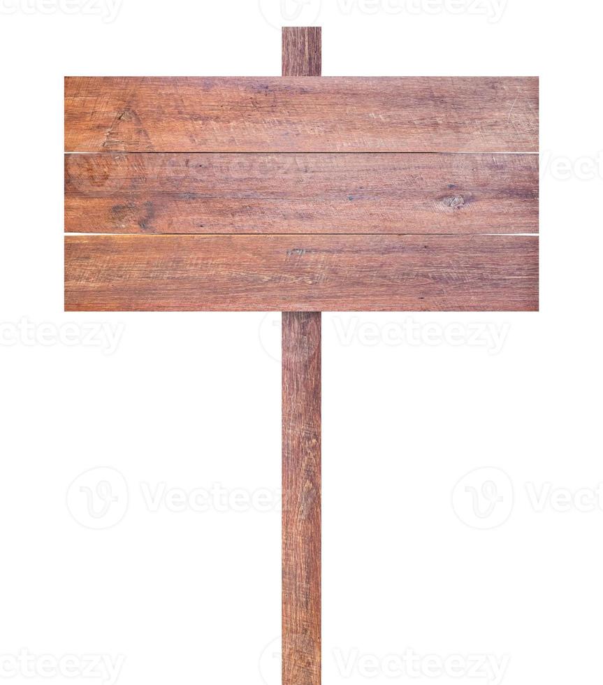 Old wooden sign isolated on white background photo