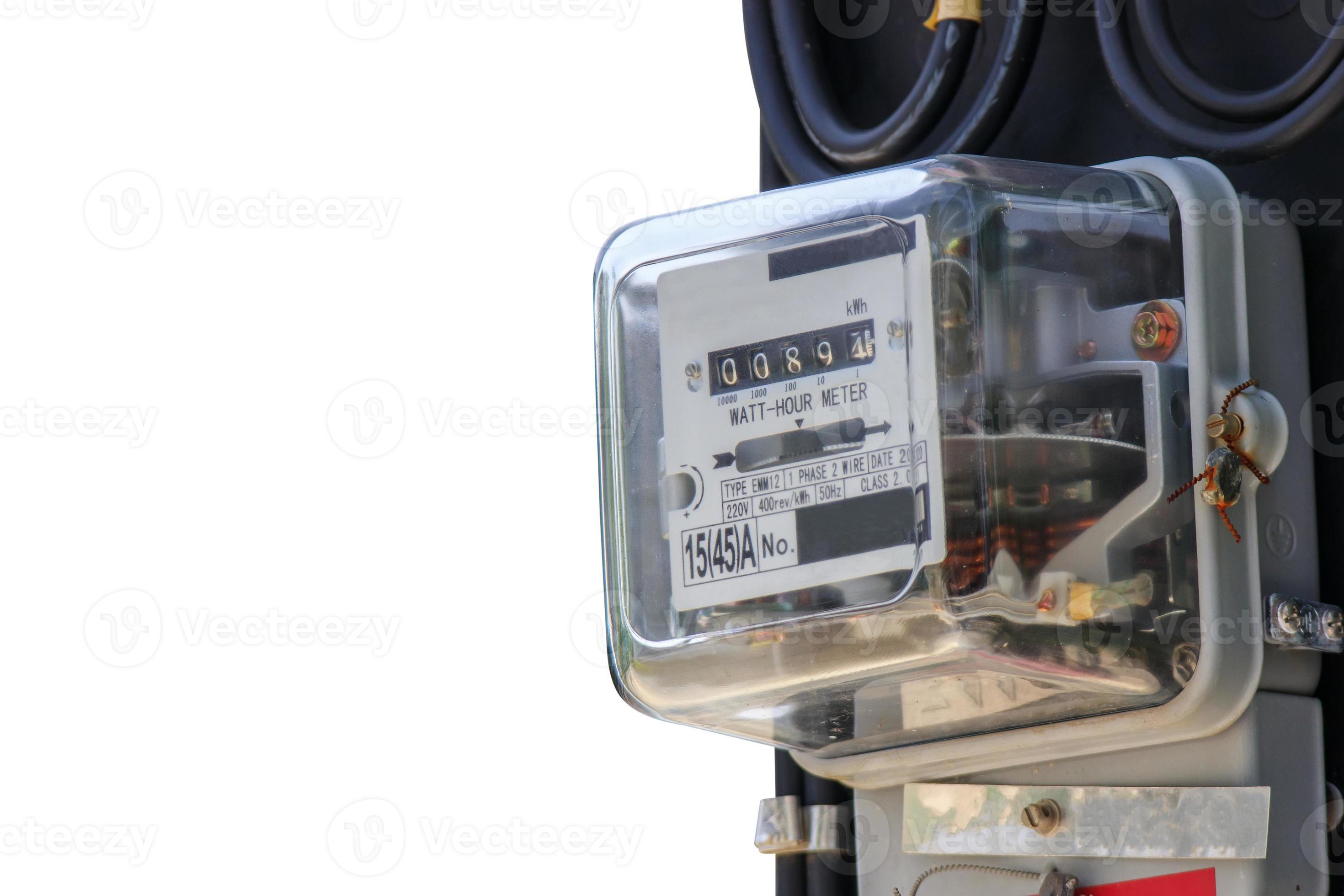 Electric power box meter for home use isolated on white background