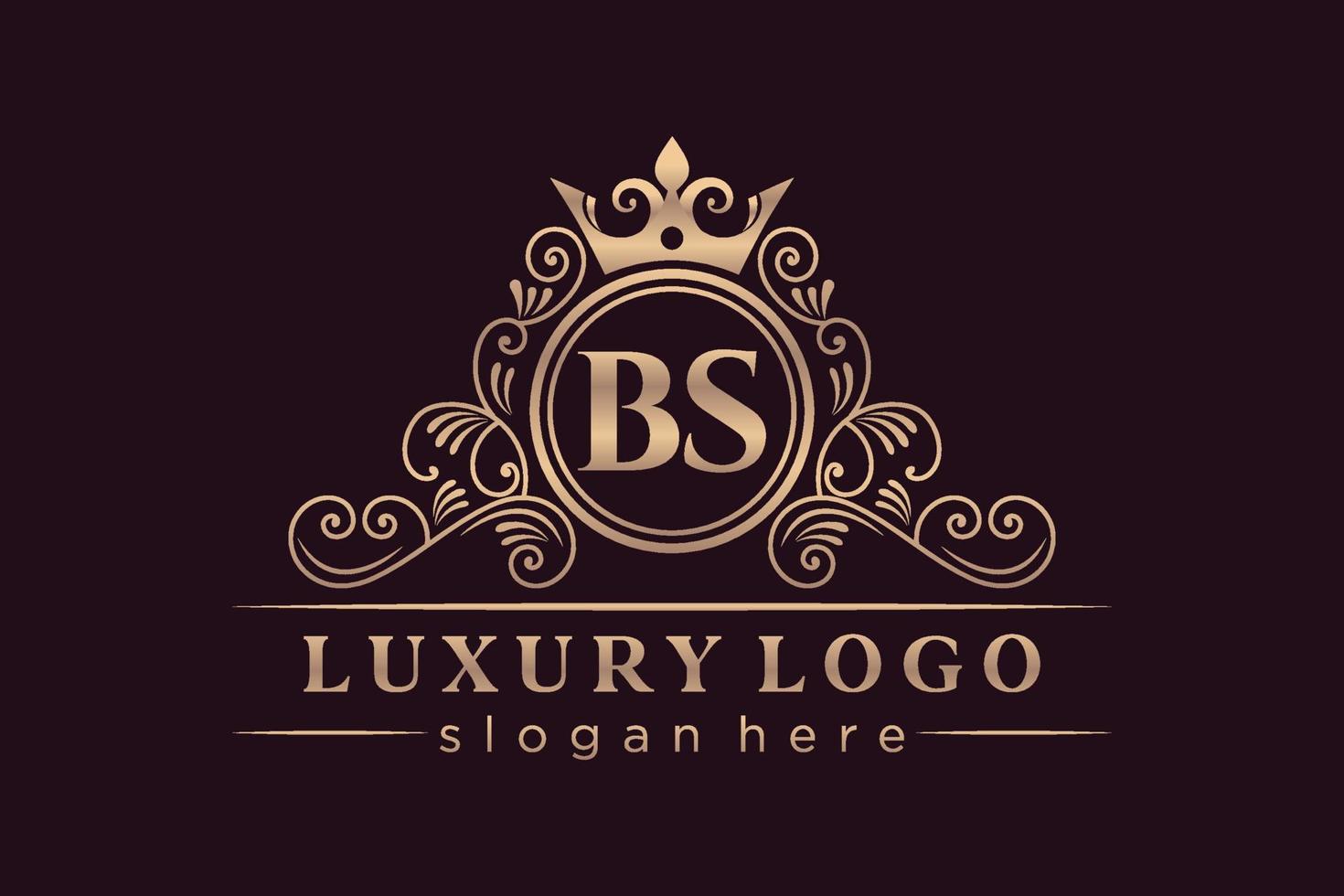 bs letra inicial oro caligráfico femenino floral dibujado a mano monograma heráldico antiguo estilo vintage diseño de logotipo de lujo vector premium