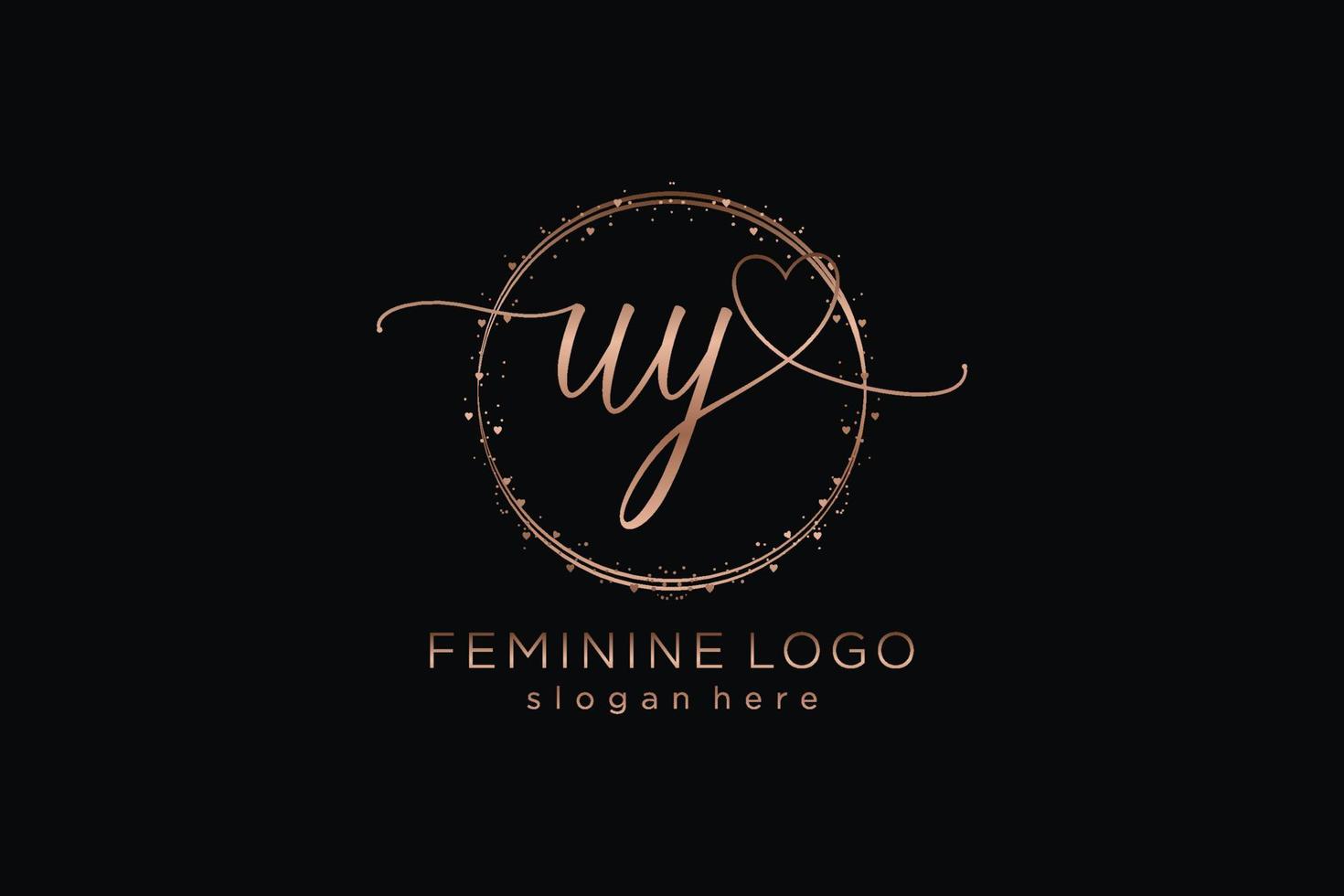 Initial UY handwriting logo with circle template vector logo of initial wedding, fashion, floral and botanical with creative template.