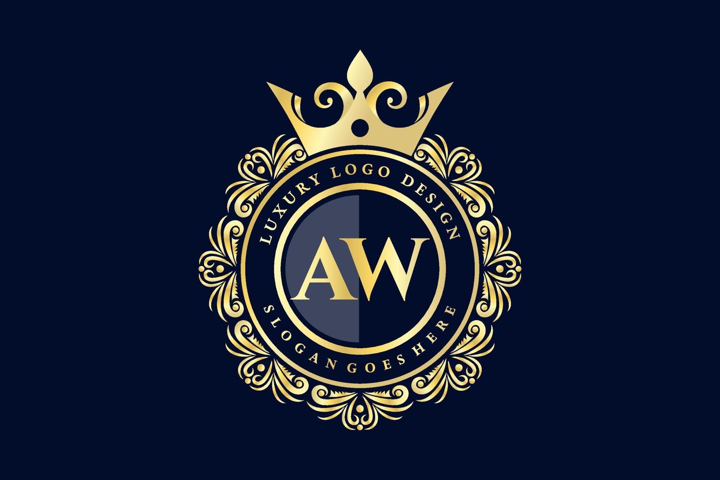 Letter aw logo monogram emblem style with crown Vector Image