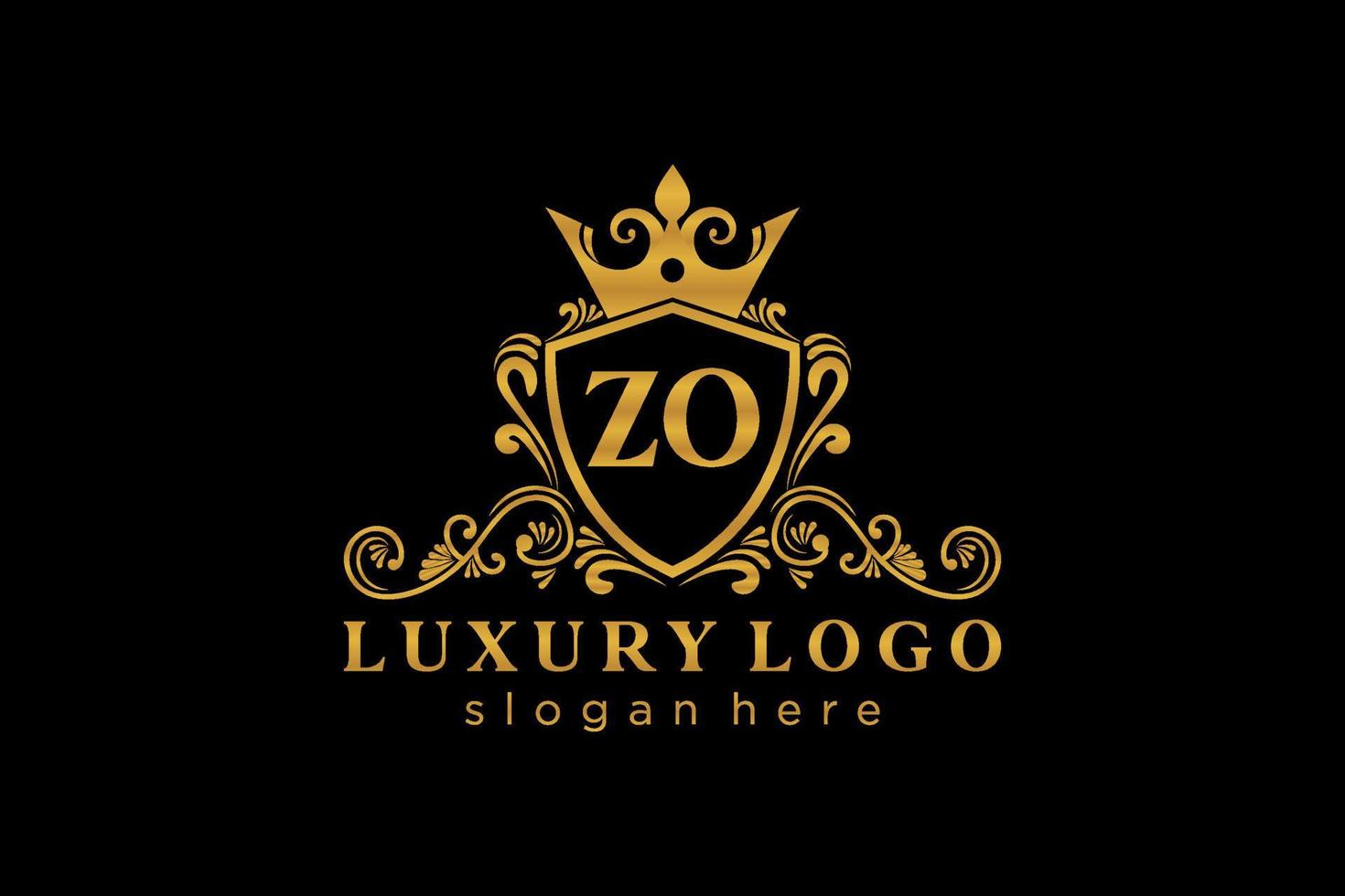 Initial ZO Letter Royal Luxury Logo template in vector art for Restaurant, Royalty, Boutique, Cafe, Hotel, Heraldic, Jewelry, Fashion and other vector illustration.