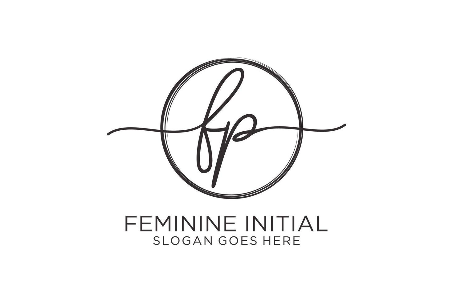 Initial FP handwriting logo with circle template vector logo of initial signature, wedding, fashion, floral and botanical with creative template.