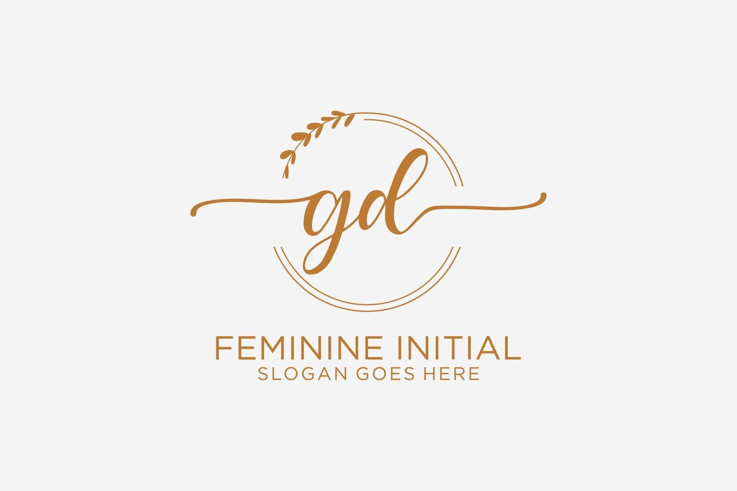 Initial GD beauty monogram and elegant logo design handwriting logo of initial signature, wedding, fashion, floral and botanical with creative template. vector