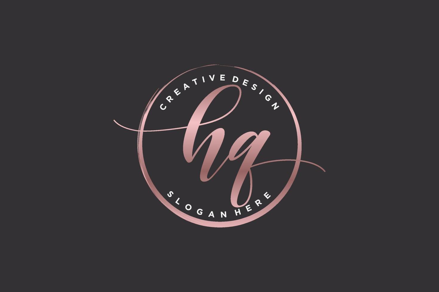 Initial HQ handwriting logo with circle template vector signature, wedding, fashion, floral and botanical with creative template.