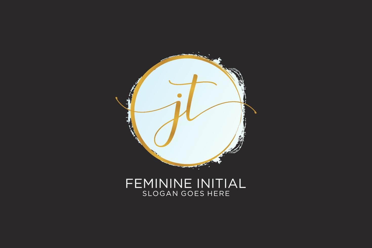 Initial JT handwriting logo with circle template vector signature, wedding, fashion, floral and botanical with creative template.