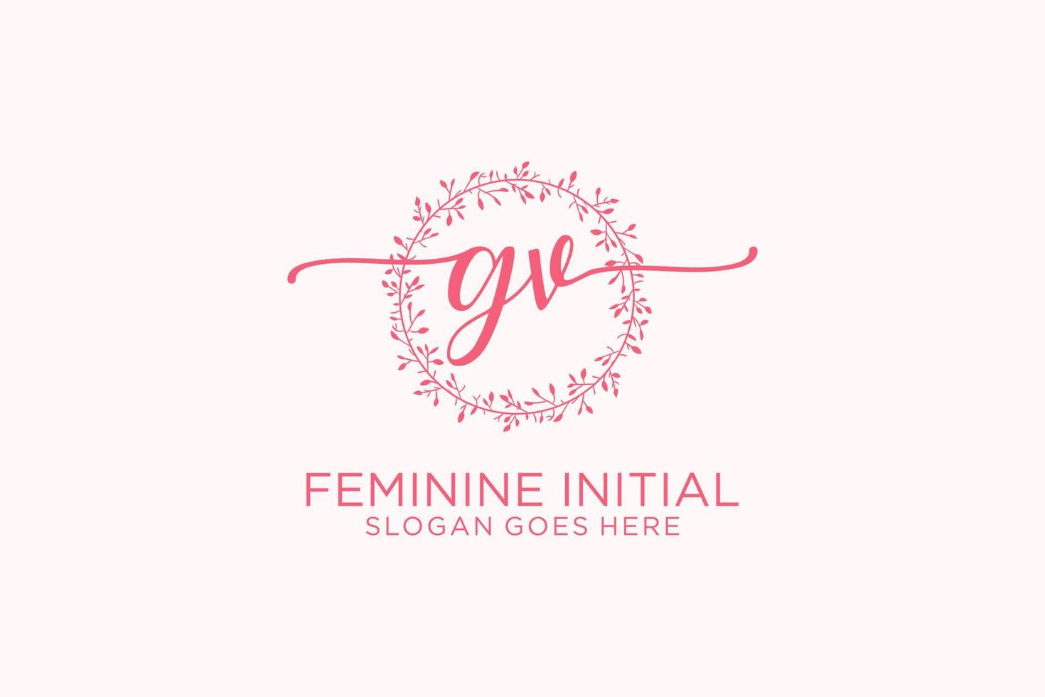 Initial GV beauty monogram and elegant logo design handwriting logo of initial signature, wedding, fashion, floral and botanical with creative template. vector
