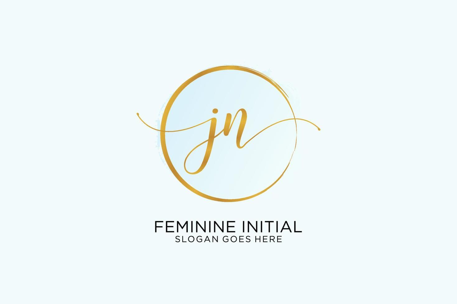 Initial JN handwriting logo with circle template vector signature, wedding, fashion, floral and botanical with creative template.