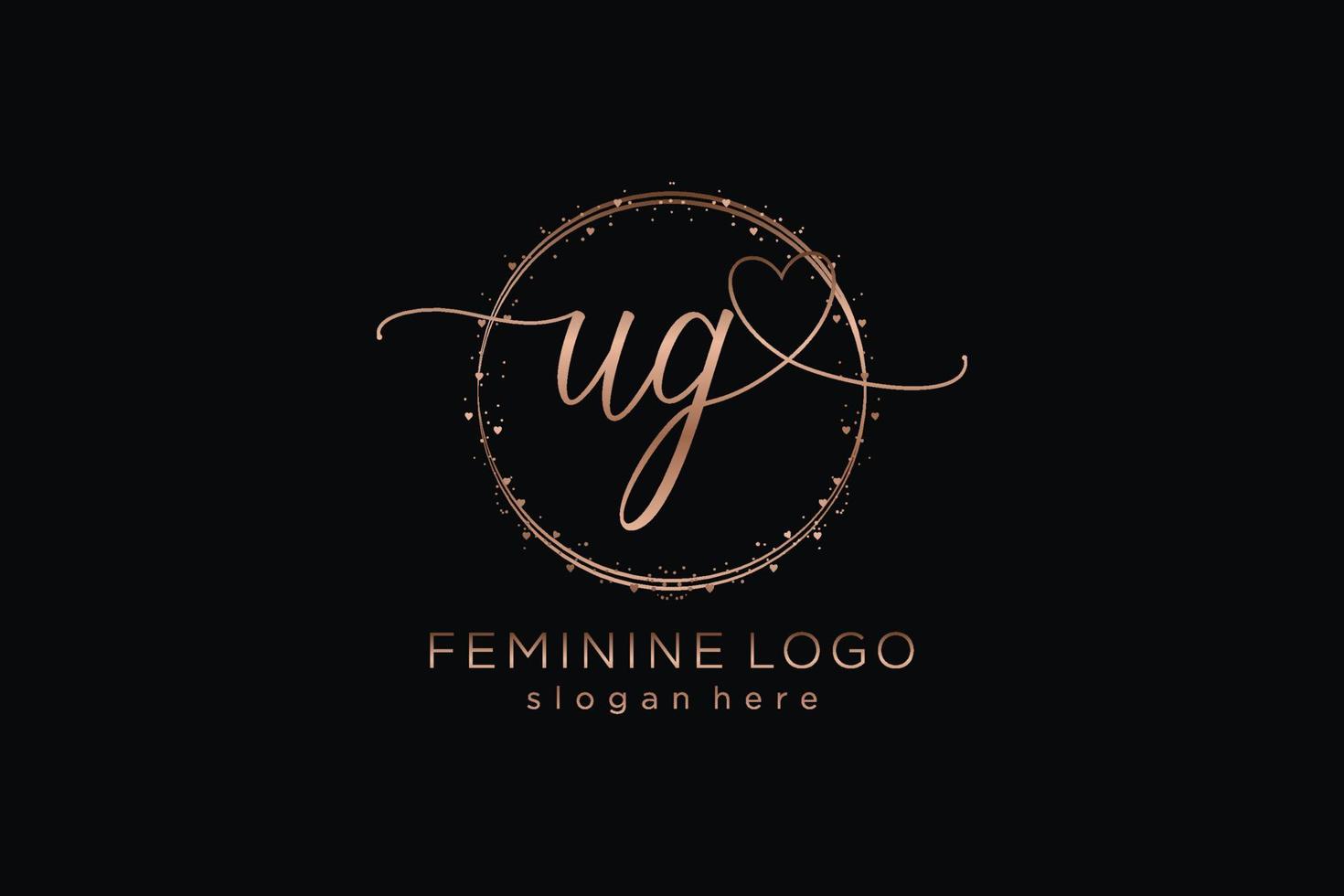Initial UG handwriting logo with circle template vector logo of initial wedding, fashion, floral and botanical with creative template.