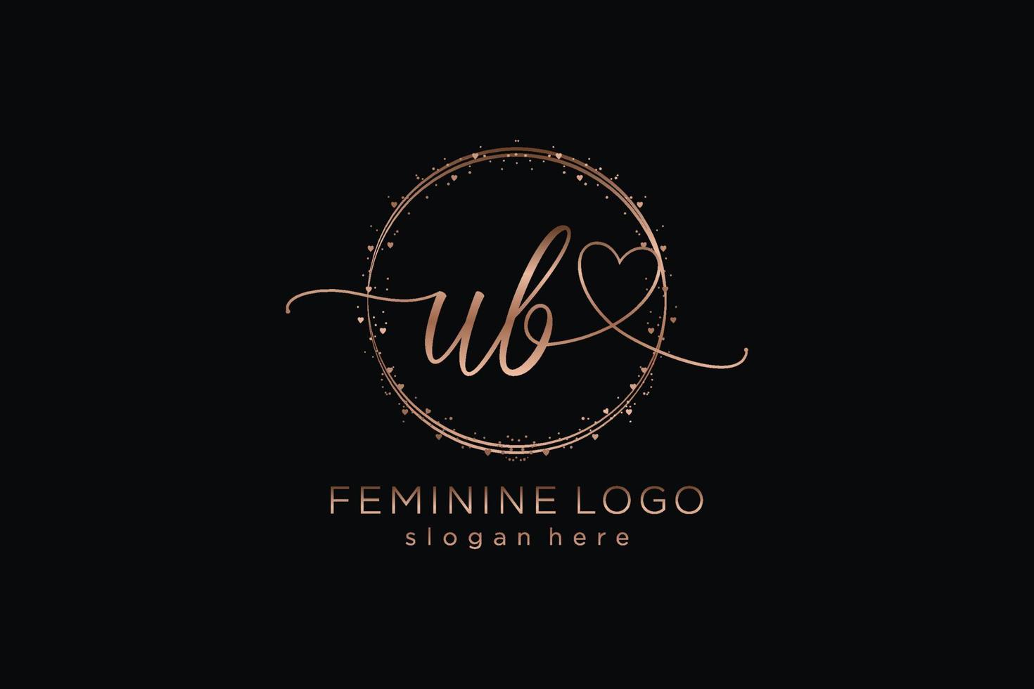 Initial UB handwriting logo with circle template vector logo of initial wedding, fashion, floral and botanical with creative template.