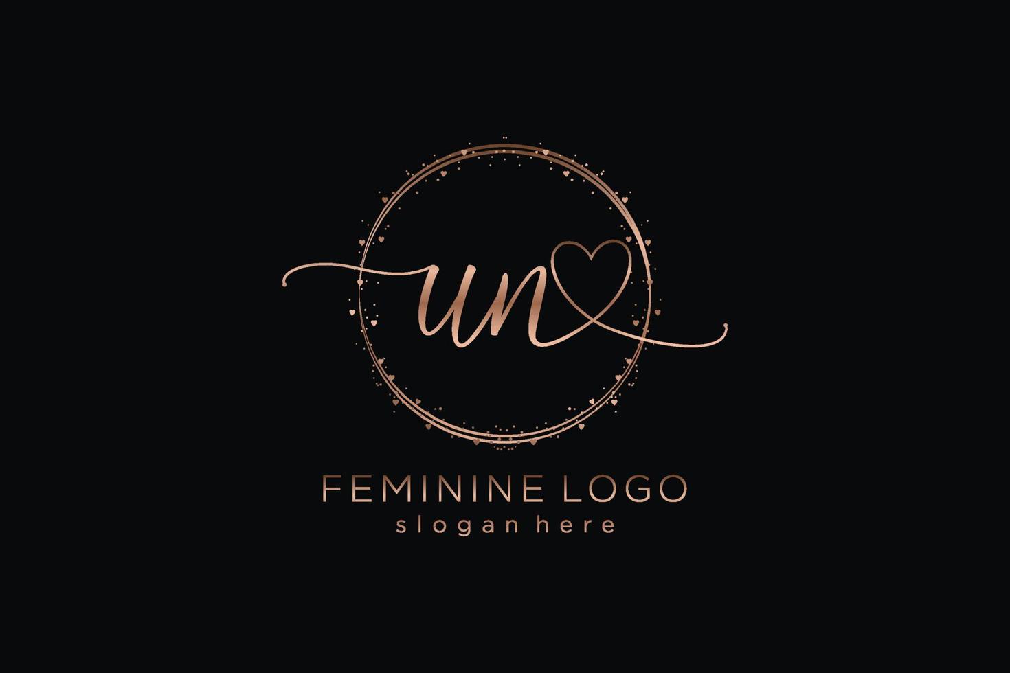 Initial UN handwriting logo with circle template vector logo of initial wedding, fashion, floral and botanical with creative template.