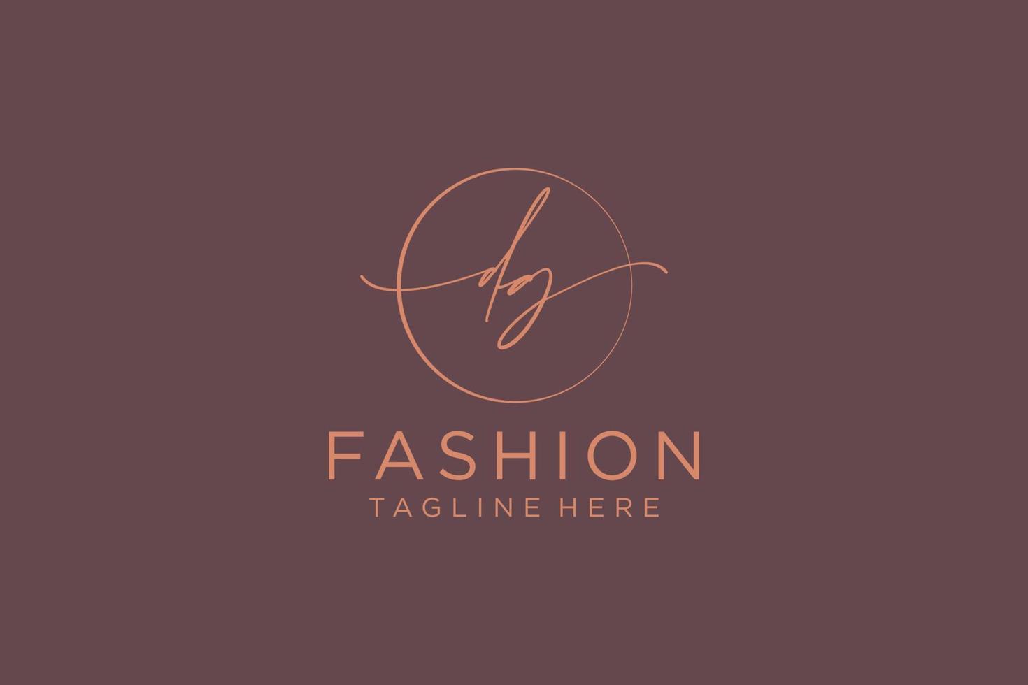 initial DG Feminine logo beauty monogram and elegant logo design, handwriting logo of initial signature, wedding, fashion, floral and botanical with creative template. vector