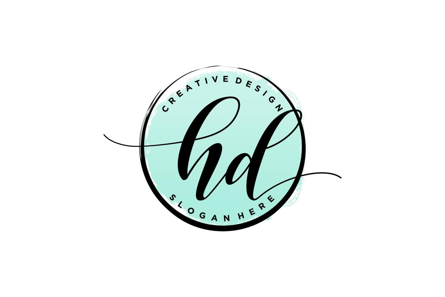 Initial HD handwriting logo with circle template vector signature, wedding, fashion, floral and botanical with creative template.