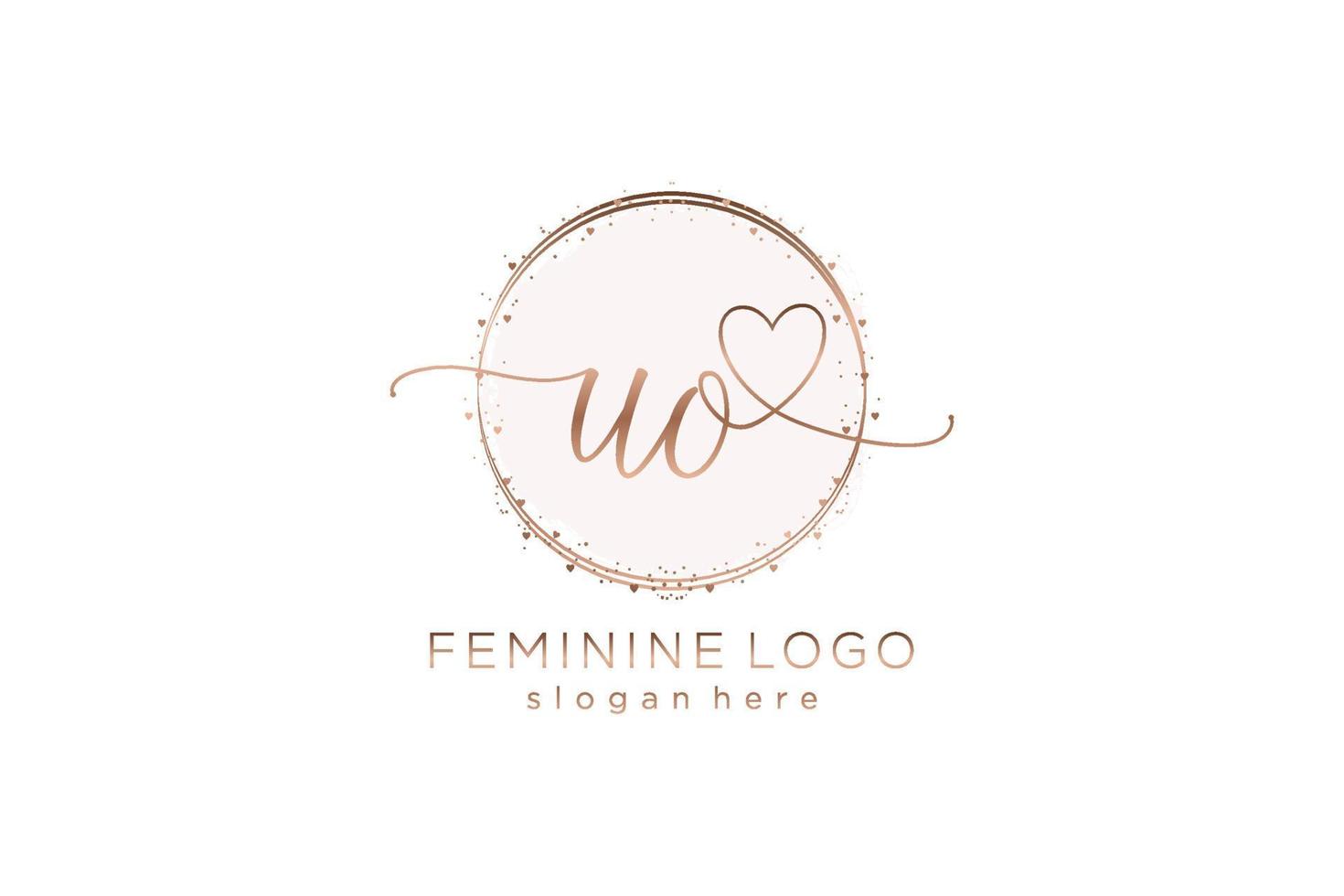 Initial UO handwriting logo with circle template vector logo of initial wedding, fashion, floral and botanical with creative template.
