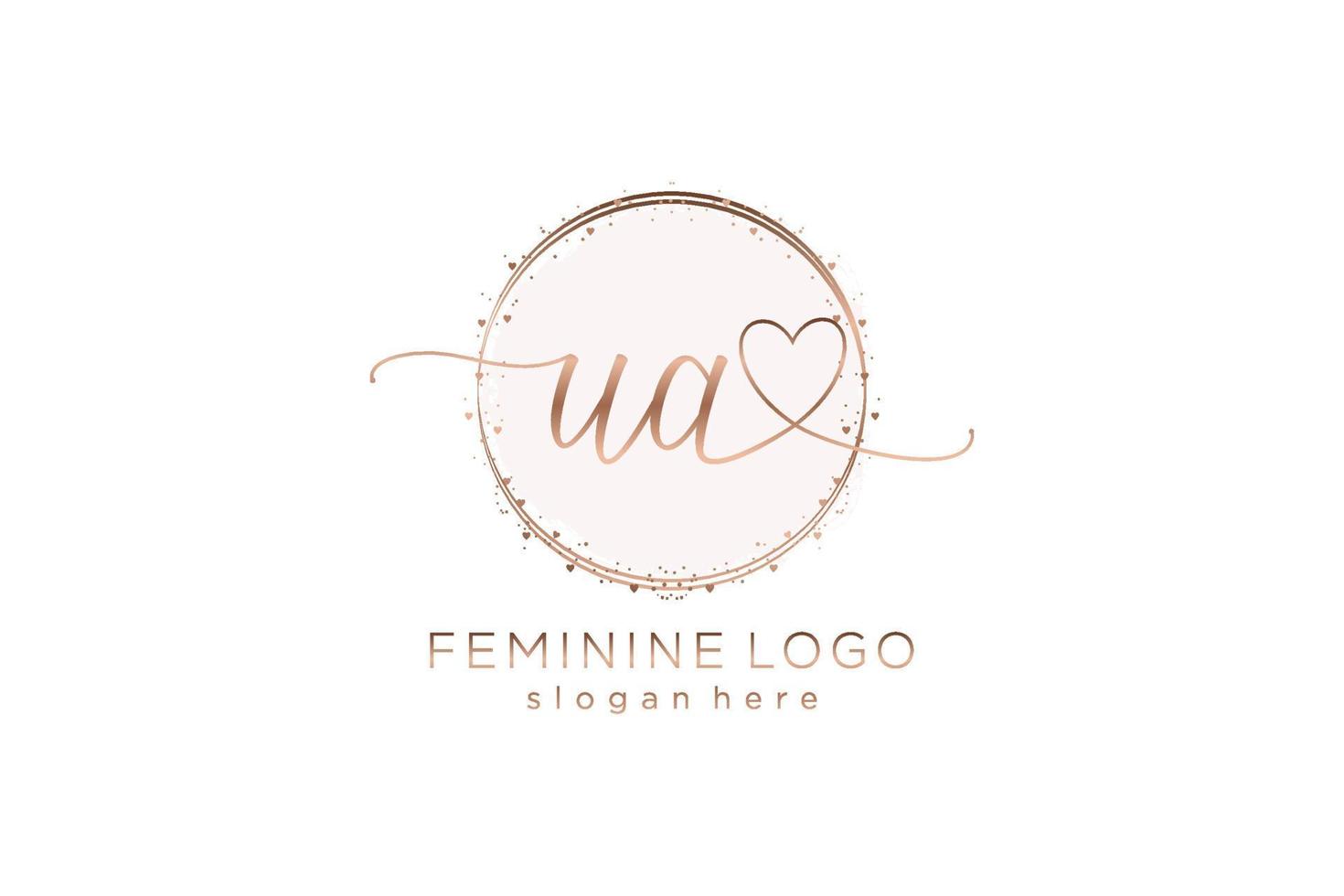 Initial UA handwriting logo with circle template vector logo of initial wedding, fashion, floral and botanical with creative template.