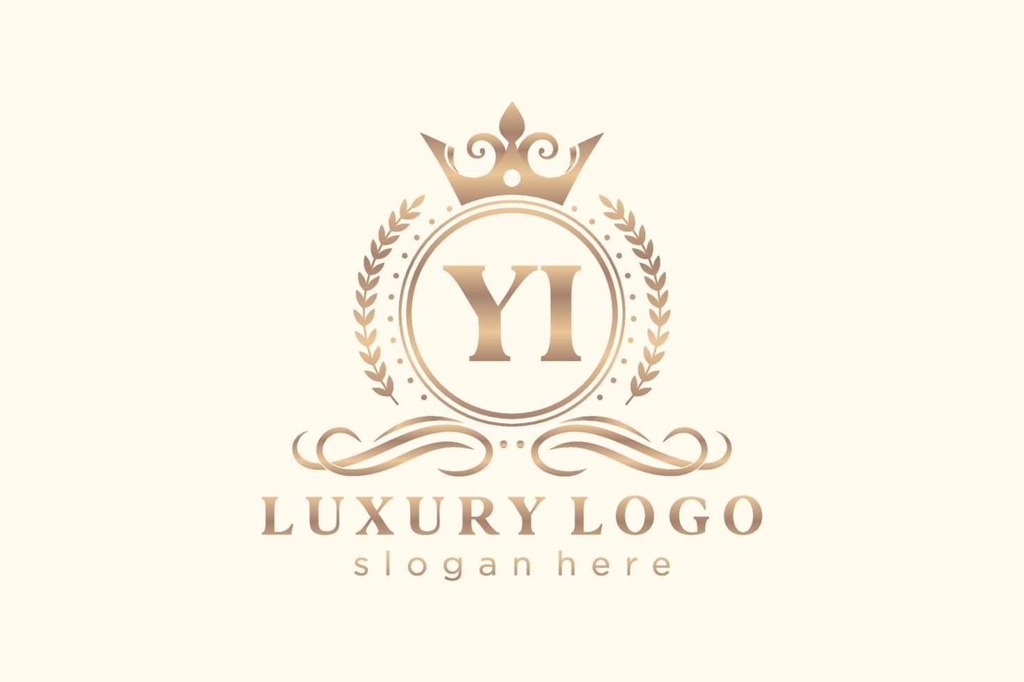 Initial YI Letter Royal Luxury Logo template in vector art for Restaurant, Royalty, Boutique, Cafe, Hotel, Heraldic, Jewelry, Fashion and other vector illustration.