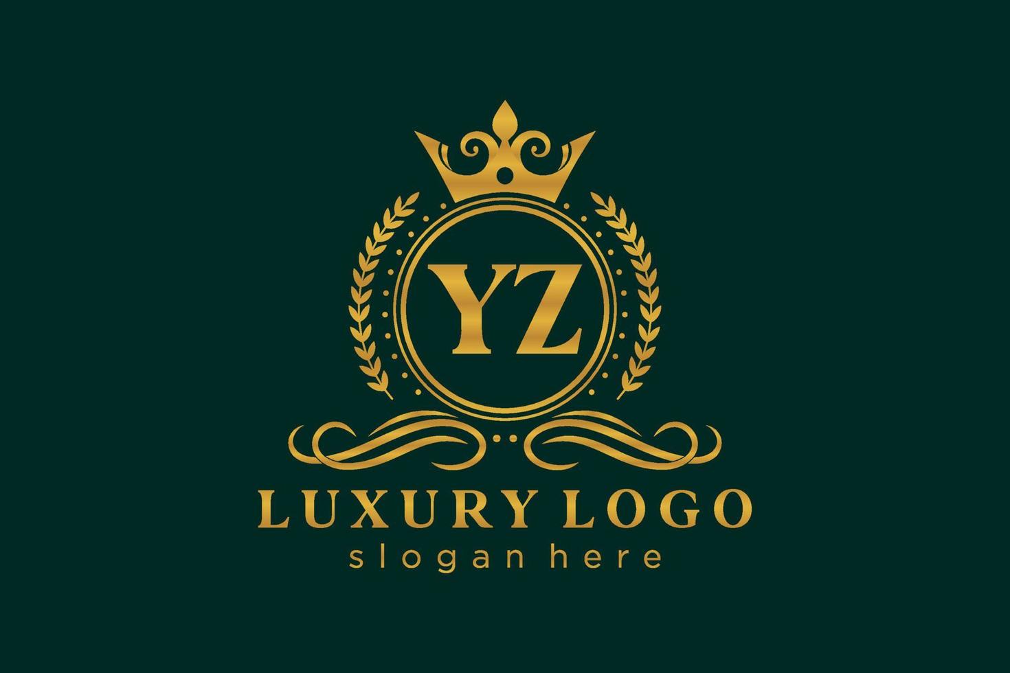 plantilla de logotipo de lujo real con letra yz inicial en arte vectorial para restaurante, realeza, boutique, cafetería, hotel, heráldica, joyería, moda y otras ilustraciones vectoriales. vector