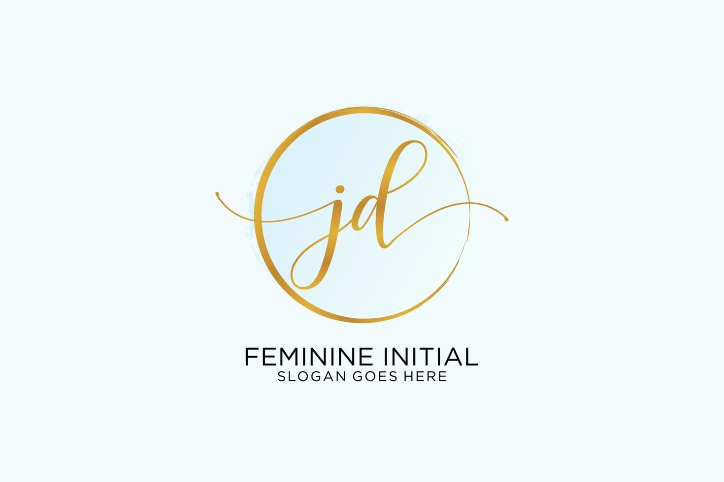 Initial JD handwriting logo with circle template vector signature, wedding, fashion, floral and botanical with creative template.