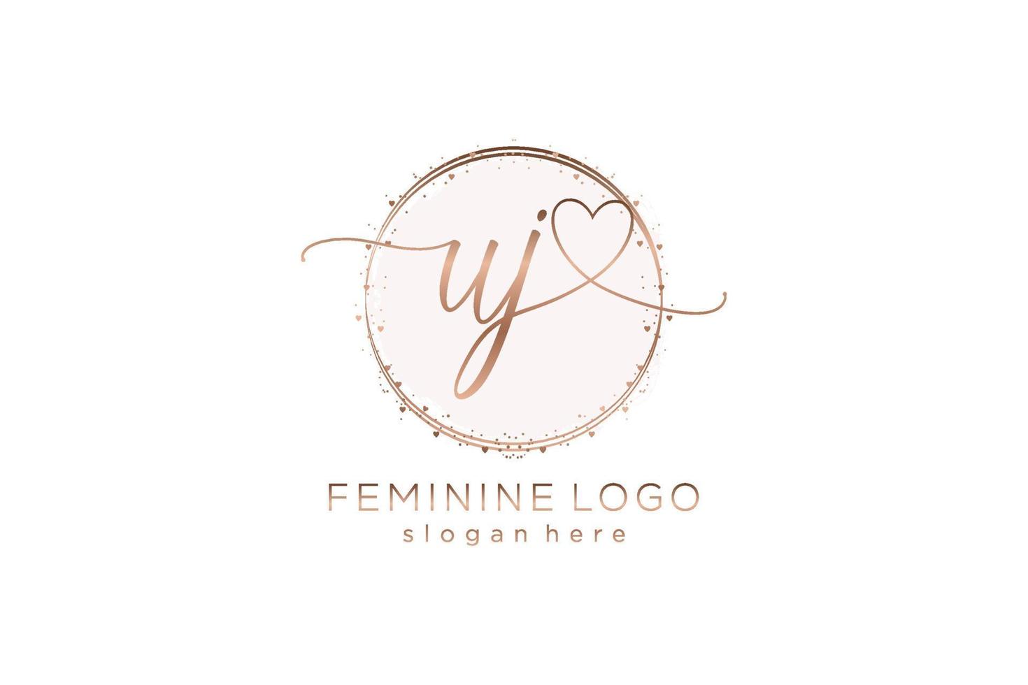 Initial UJ handwriting logo with circle template vector logo of initial wedding, fashion, floral and botanical with creative template.