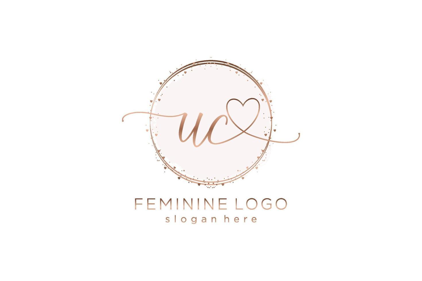 Initial UC handwriting logo with circle template vector logo of initial wedding, fashion, floral and botanical with creative template.