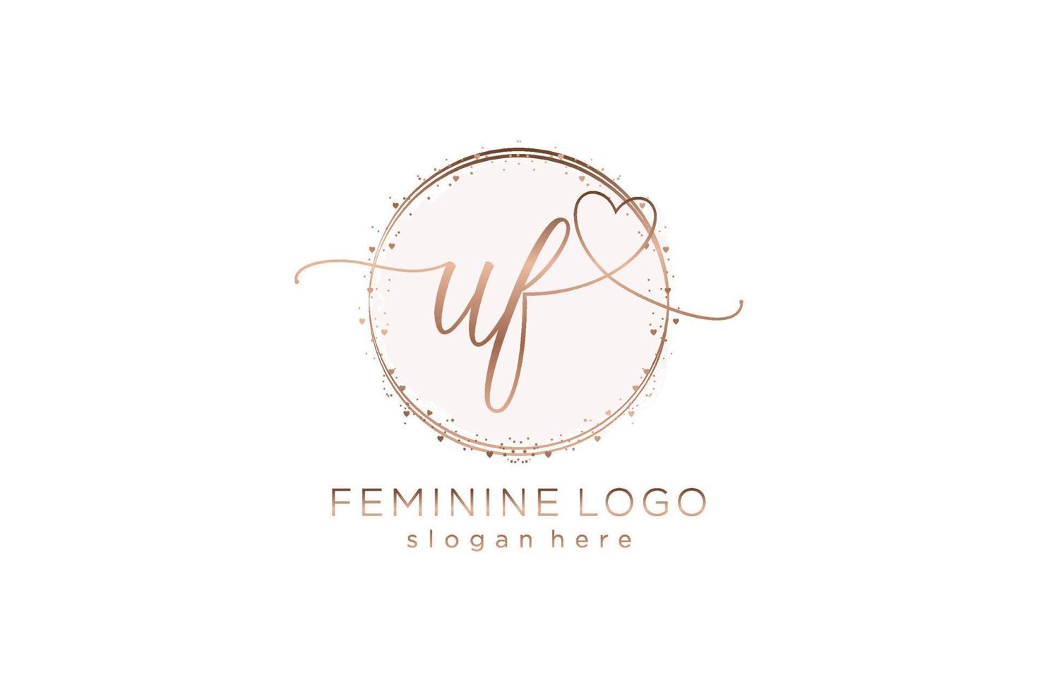 Initial UF handwriting logo with circle template vector logo of initial wedding, fashion, floral and botanical with creative template.